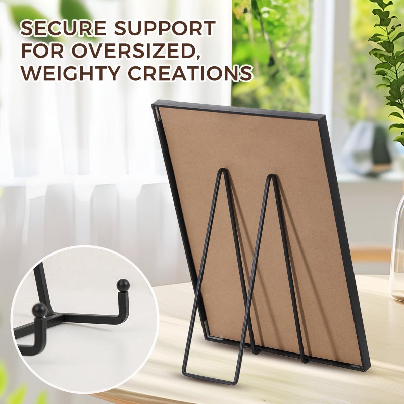 DIDUDIDU Large Plate Holder Display Stand - 12 inch Super Tall Big Plate Stands for Heavy Duty Display - Metal Picture Frame Stand - Tabletop Easel Stand for Decorative Platter | Plaque | Book - 2 Pack - Black - Image 4